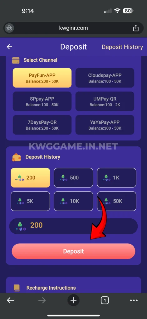 kwg-game-deposit-page